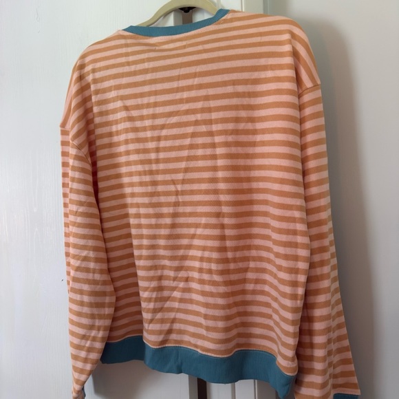FREE PEOPLE Classic Striped Oversized Crewneck in Latte - Picture 8 of 8